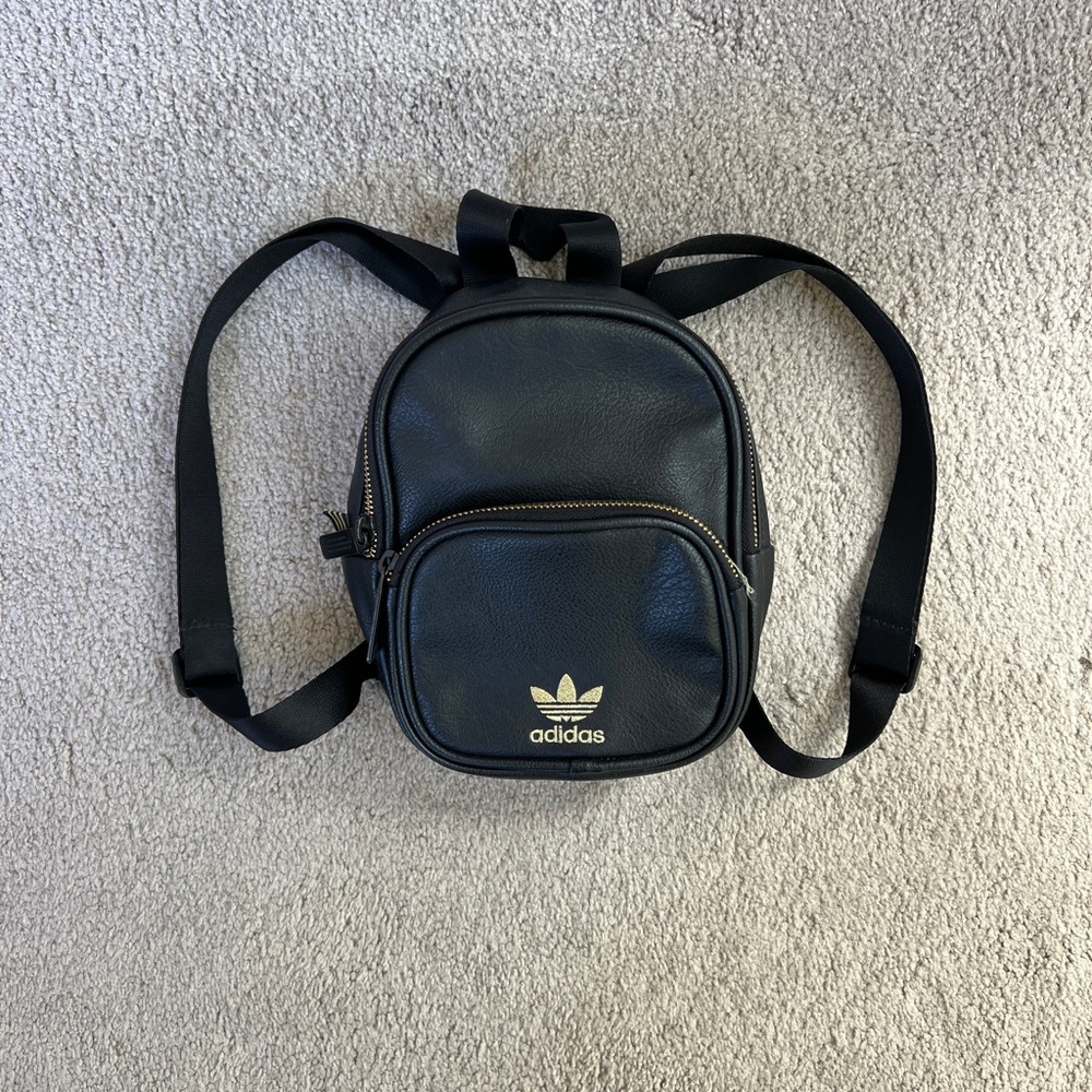 Adidas Black and Gold Mini Backpack